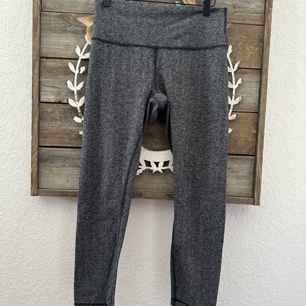 Lululemon Wunder Under herringbone gray black leggings size 10
